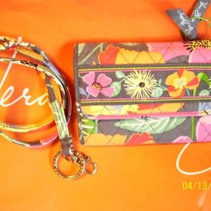 Vera Bradley Jazzy Blooms Euro Wallet & Lanyard